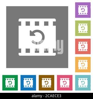 Undo movie changes flat icons on simple color square backgrounds Stock Vector