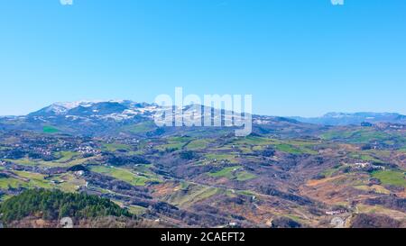 Panoramic view of San Marino. Landscape Stock Photo