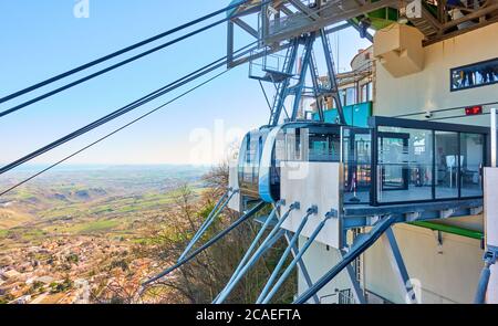 Cable car San Marino - Borgo Maggiore, The Respublic of San Marino Stock Photo