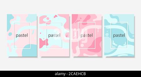 Abstract pastel background set in pink and light blue with copy space in white rectangle frame for text and message. Stock Vector
