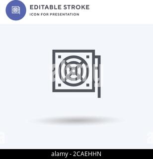 Power icon vector, filled flat sign, solid pictogram isolated on white, logo illustration. Power icon for presentation. Stock Vector