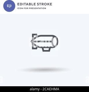 Zeppelin icon vector, filled flat sign, solid pictogram isolated on white, logo illustration. Zeppelin icon for presentation. Stock Vector