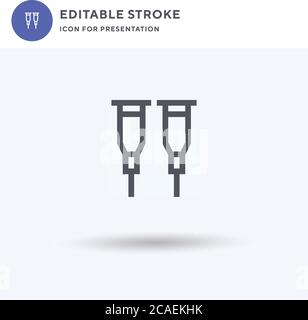 Crutches icon vector, filled flat sign, solid pictogram isolated on white, logo illustration. Crutches icon for presentation. Stock Vector