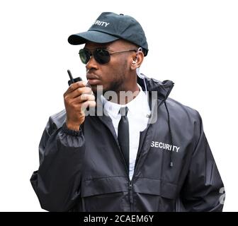 Security Guard Man Service. Defense And Protection Stock Photo