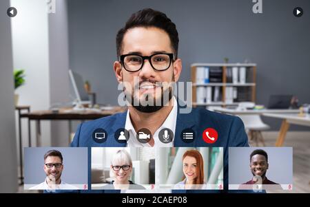 Online Video Conference Meeting Group Call Screen Stock Photo