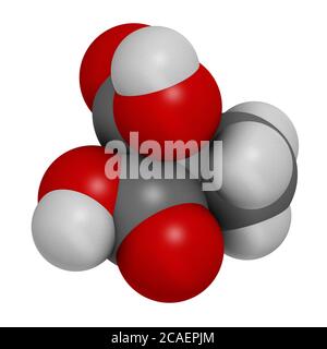 Methylmalonic acid molecule. Increased plasma levels may indicate vitamin B12 deficiency. 3D rendering. Atoms are represented as spheres with conventi Stock Photo