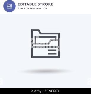 Folder icon vector, filled flat sign, solid pictogram isolated on white, logo illustration. Folder icon for presentation. Stock Vector