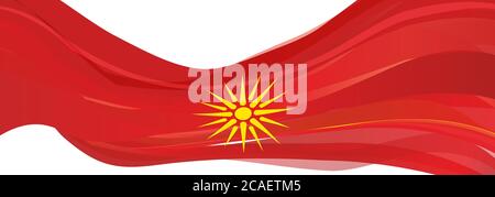 flag of the Republic of Macedonia between 1992 and 1995, red with golden sun flag of Macedonia Stock Photo