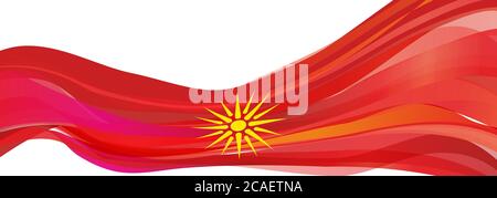 flag of the Republic of Macedonia between 1992 and 1995, red with golden sun flag of Macedonia Stock Photo