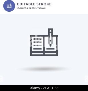 Notebook icon vector, filled flat sign, solid pictogram isolated on white, logo illustration. Notebook icon for presentation. Stock Vector