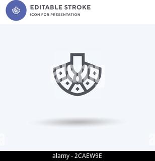 Necklace icon vector, filled flat sign, solid pictogram isolated on white, logo illustration. Necklace icon for presentation. Stock Vector