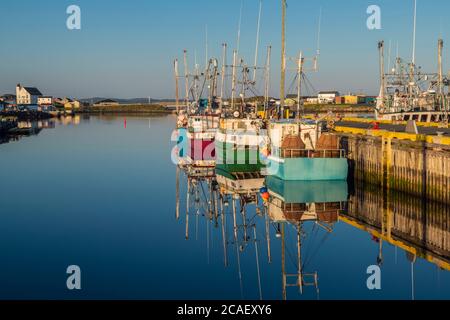 Moored fishing trawlers, Twillingate, Newfoundland and Labrador NL, Canada Stock Photo