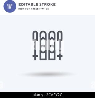 Skii icon vector, filled flat sign, solid pictogram isolated on white, logo illustration. Skii icon for presentation. Stock Vector