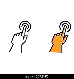 Hand click outline and glyph icons Stock Vector
