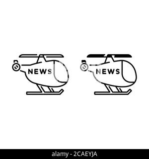 News helicopter outline and glyph icons Stock Vector