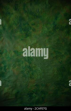 texture crumpled background of green color close-up, crumpled and with various bulges in structure, specks of paint of different colors, khaki color, Stock Photo