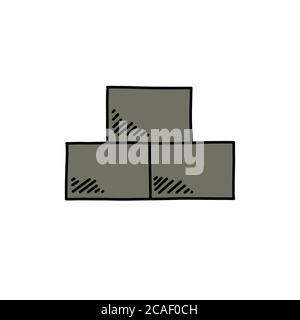 concrete blocks doodle icon, vector illustration Stock Vector