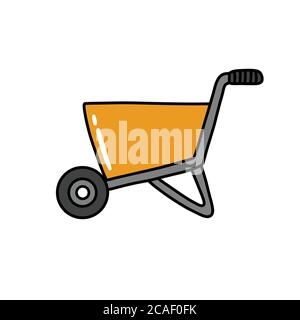 construction wheelbarrow doodle icon, vector illustration Stock Vector