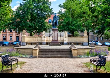 Neuruppin, Germany - Schinkel monument from 1883 on the church square (Kirchplatz) Stock Photo
