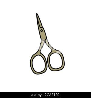 scissors for sewing doodle icon, vector color illustration Stock Vector