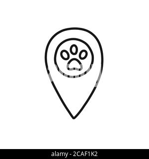 map pointer pet shop doodle icon, vector illustration Stock Vector