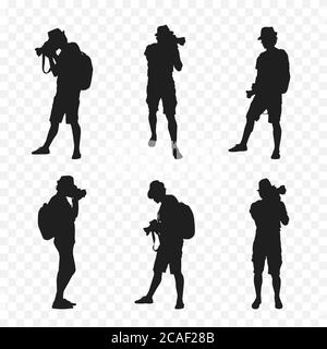 Silhouette of a tourist with camera Stock Vector