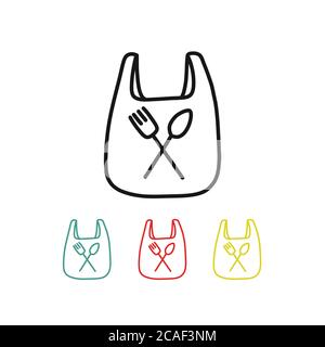 food delivery bag doodle icon hand drawn illustration Stock Vector ...