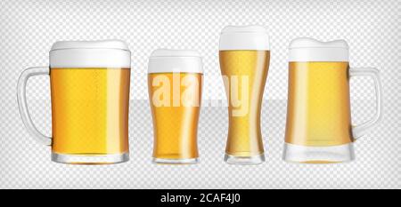 Four different lager beer glasses and mugs Stock Vector