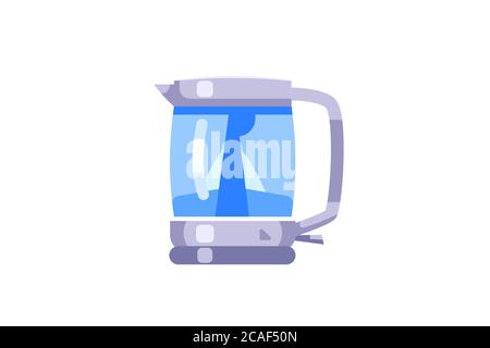 Electric glass kettle with switch in flat style Stock Vector