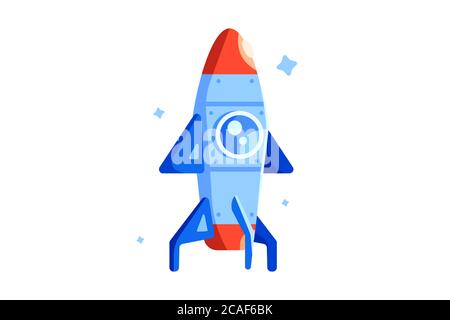 Modern rocket in flat style, stars, space, icon Stock Vector