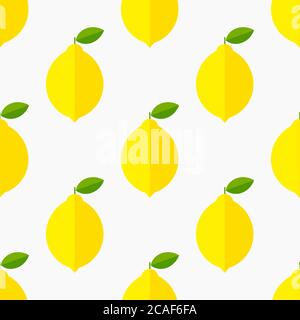 Yellow lemons summer flat design seamless pattern. Stock Vector