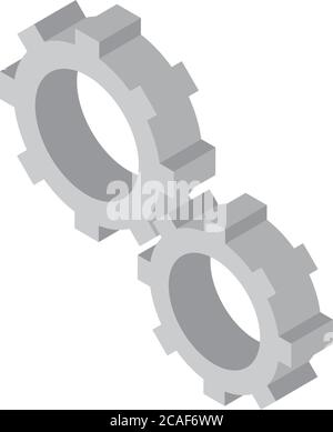 isometric repair construction gears cogwheels mechanic work tool and equipment flat style icon design vector illustration Stock Vector
