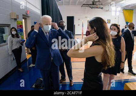 WILMINGTON, DELAWARE, USA - 28 July 2020 - US presidential candidate Joe Biden speaks at the Build Back Better Press Conference on Economic Equity in Stock Photo