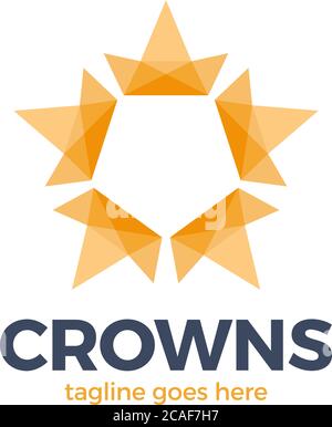 Crown Star logo design concept of connected loop symbol, colorful star vector logo used for printing, studio, and technology. Stock Vector