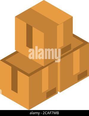 isometric stack of cardboard boxes work flat style icon design vector illustration Stock Vector