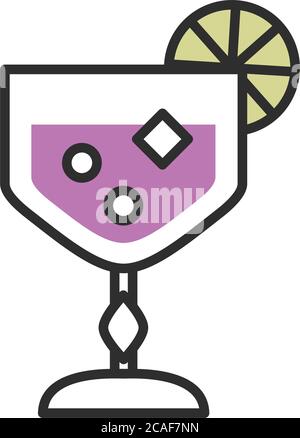 cocktail icon juice lime drink liquor refreshing alcohol line and fill design vector illustration Stock Vector