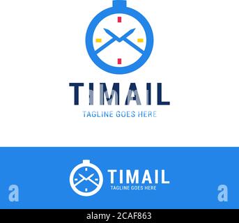Time Mail Logo Icon Design. Vector logotype clock with mail envelope icon Stock Vector