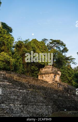 The Temple of the Skull, or Temple XII, in the ruins of the Mayan city of Palenque,  Palenque National Park, Chiapas, Mexico.  A UNESCO World Heritage Stock Photo