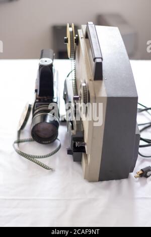 vintage super 8 film camera and projector Stock Photo