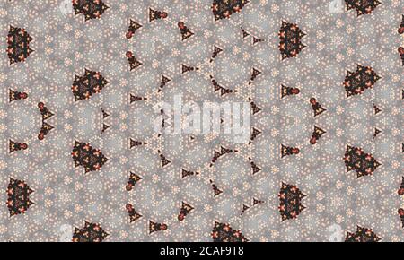 Abstract kaleidoscope patterned background in white and brown colors Stock Photo