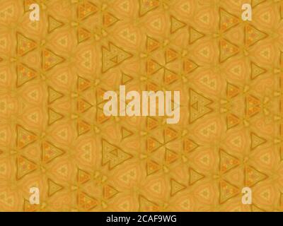 Abstract kaleidoscope patterned background in yellow colors Stock Photo