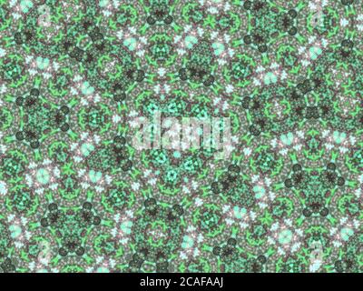 Abstract kaleidoscope patterned background in green colors Stock Photo