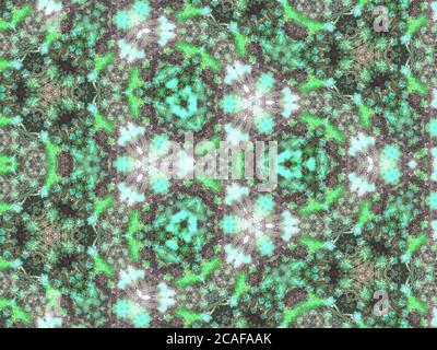 Abstract kaleidoscope patterned background in green colors Stock Photo
