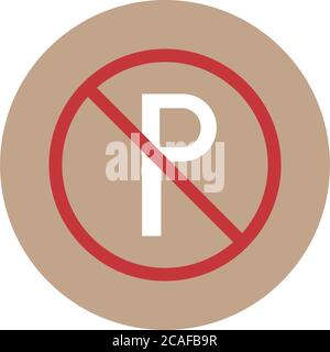 no parking sign in crossed out red circle block and flat style icon vector illustration Stock Vector