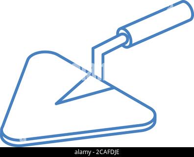 isometric repair construction trowel work tool and equipment linear style icon design vector illustration Stock Vector