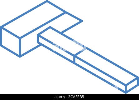 isometric repair construction hammer work tool and equipment linear style icon design vector illustration Stock Vector
