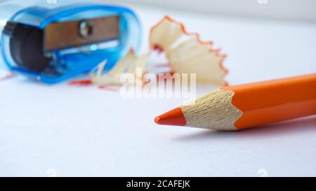 Close up of colored pencils on the table Stock Photo