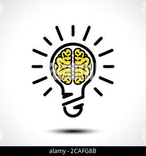 Light bulb idea with brain vector logo template. Corporate icon such as logotype. Creative light bulb idea brain vector illustration Stock Vector