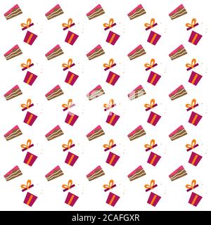 Cakes and gifts seamless pattern background.Colorful wallpaper vector illustration and good for printing Stock Vector