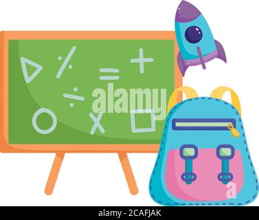back to school, chalkboard backpack and rocket elementary education ...